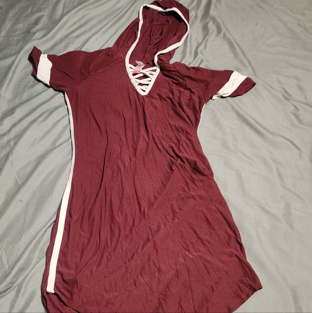 Red Hooded Short Dress